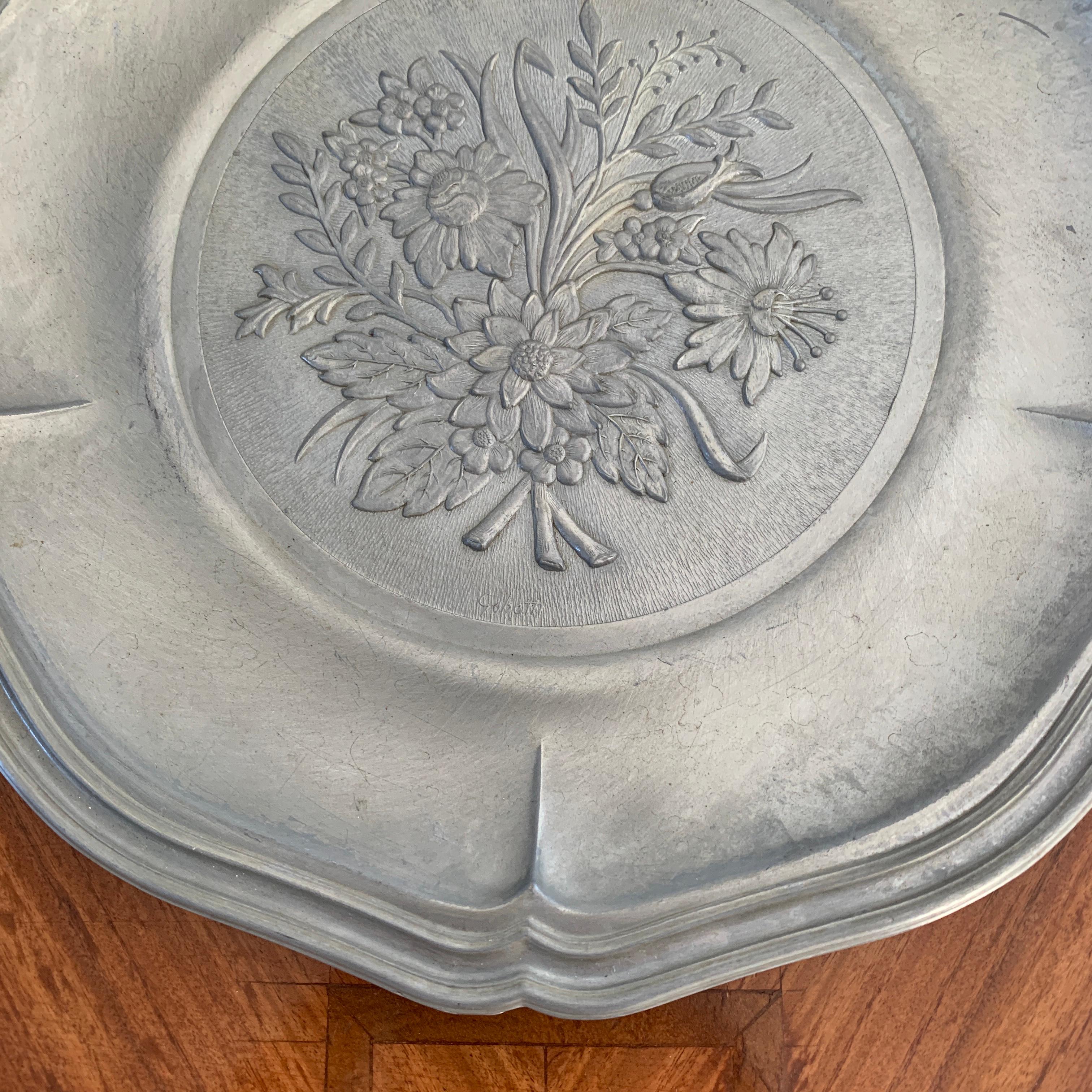 Mid-20th Century Pewter Wall Plate 2
