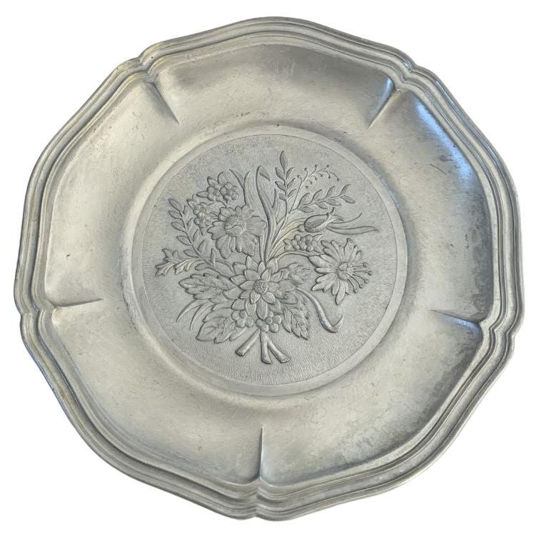 Mid-20th Century Pewter Wall Plate