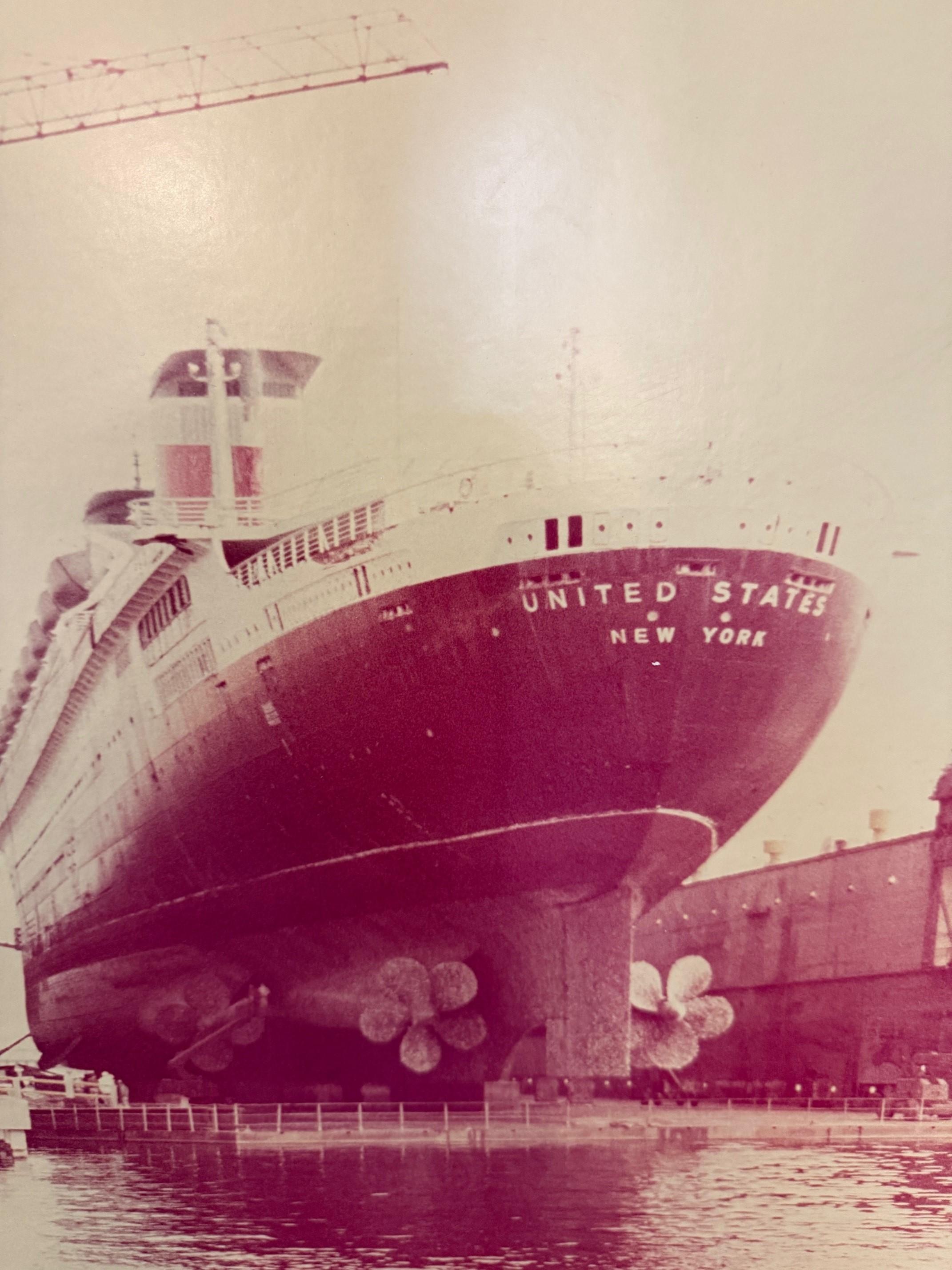 Mid 20th Century Photo of the SS United States in Dry Dock For Sale 2