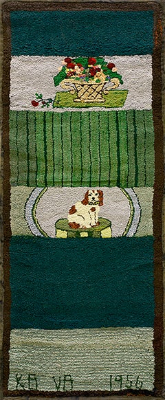 Tapis crocheté américain du milieu du 20e siècle ( 1'8" x 4' - 51 x 122 )