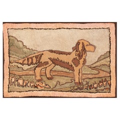 Tappeto americano ad uncino della metà del XX secolo ( 2' 3'' x 3' 3'' - 68 x 99 cm)