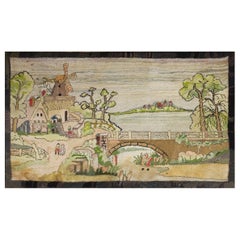 Mid 20th Century Pictorial American Hooked Rug ( 3'2" x 5'6" - 97 x 168 )
