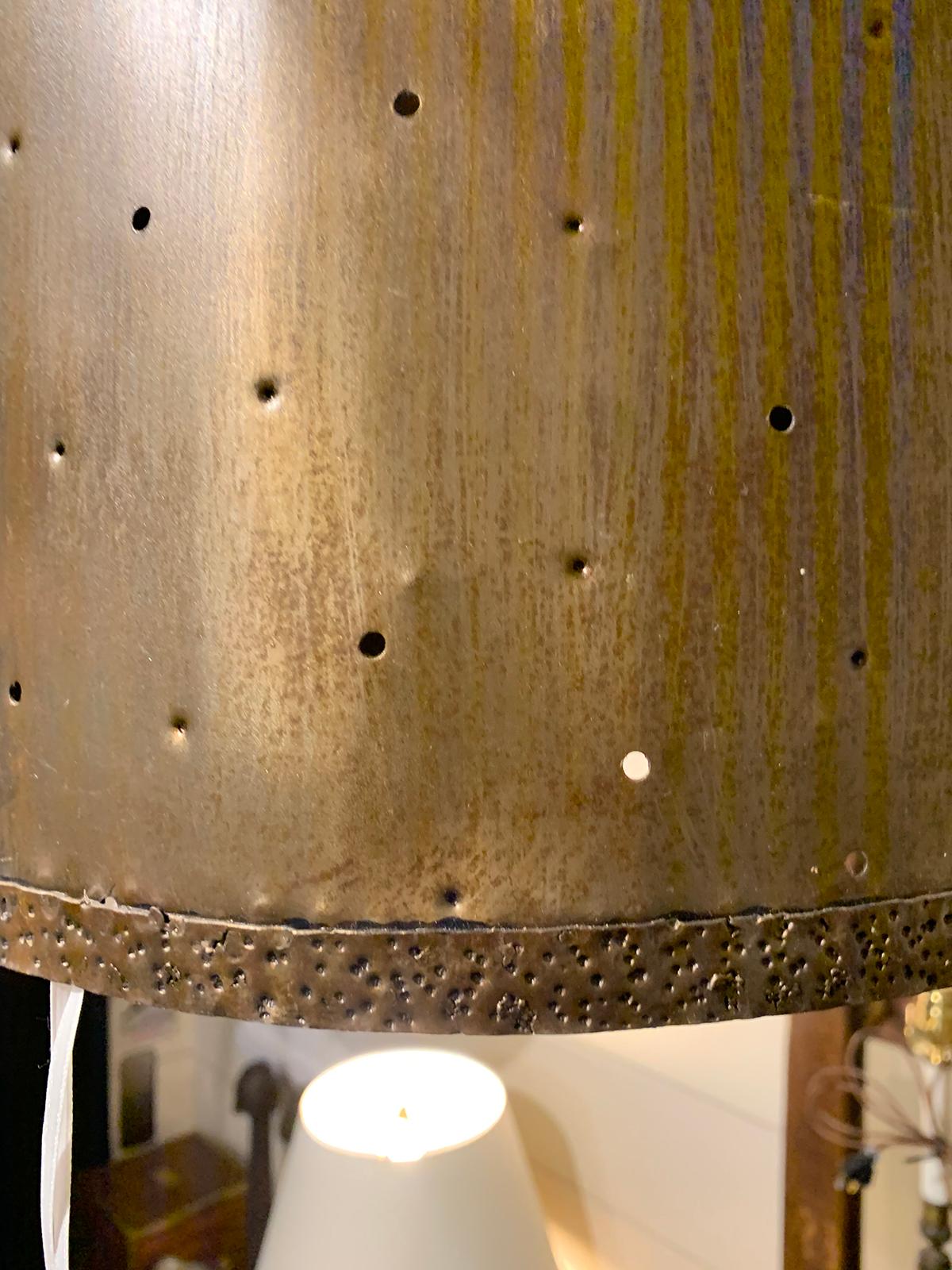 Tôle Mid-20th Century Pierced Tole Hanging Pendant Shade