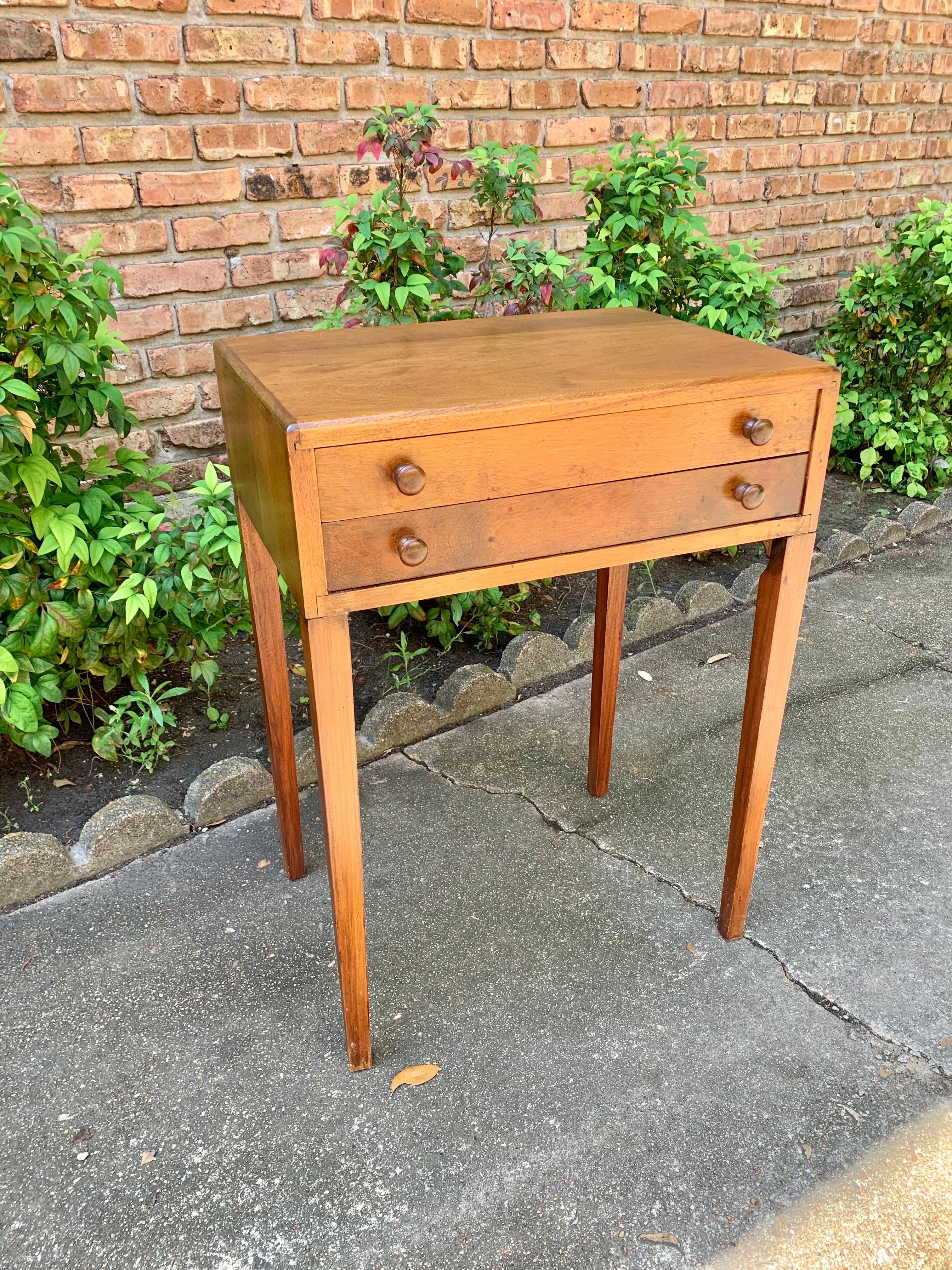 Mid 20th Century Pine Two Drawer Side Table For Sale 5
