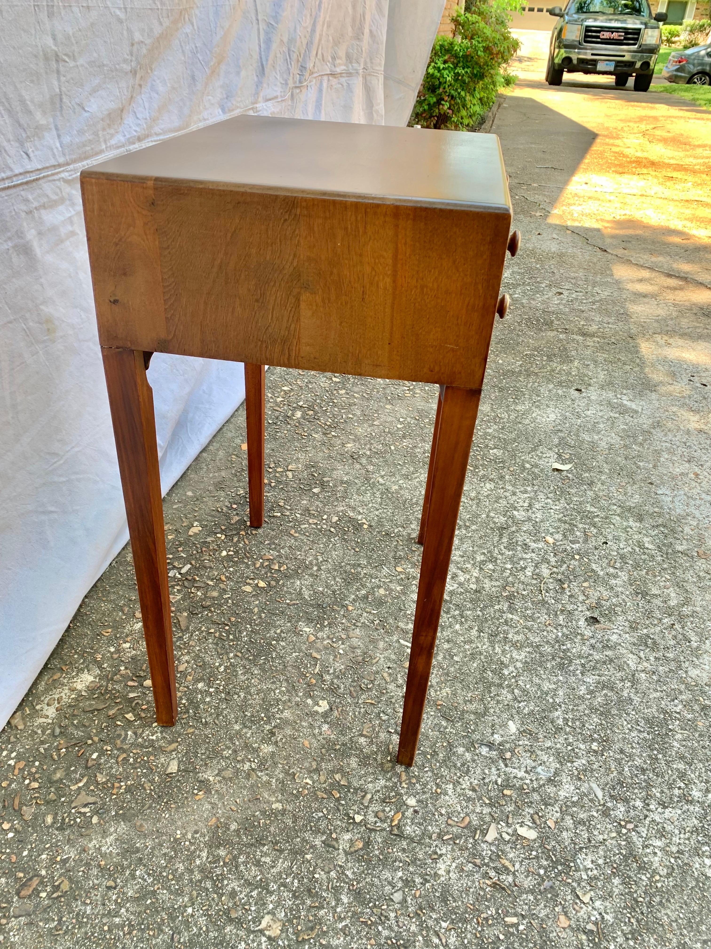 Hand-Crafted Mid 20th Century Pine Two Drawer Side Table For Sale