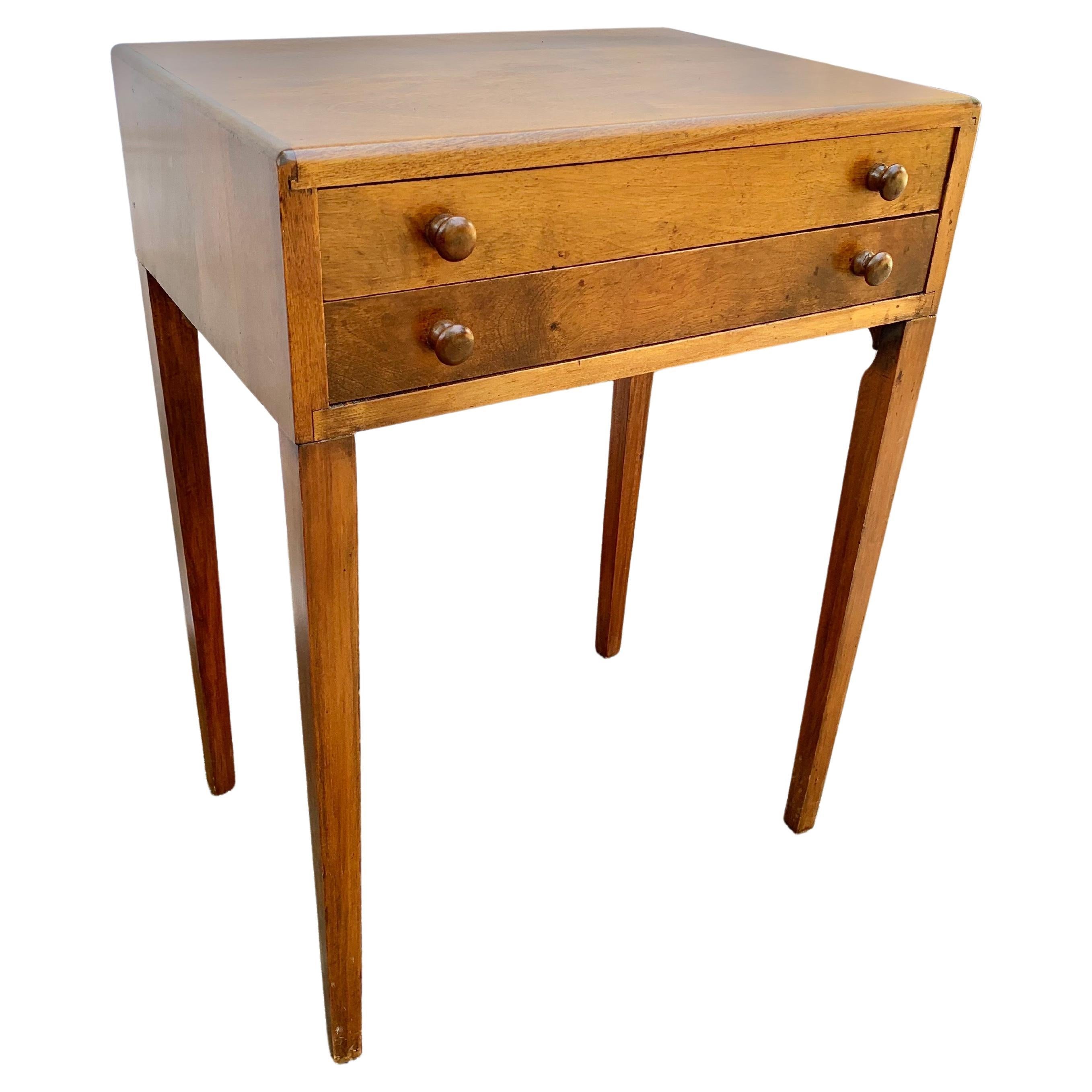 Mid 20th Century Pine Two Drawer Side Table For Sale