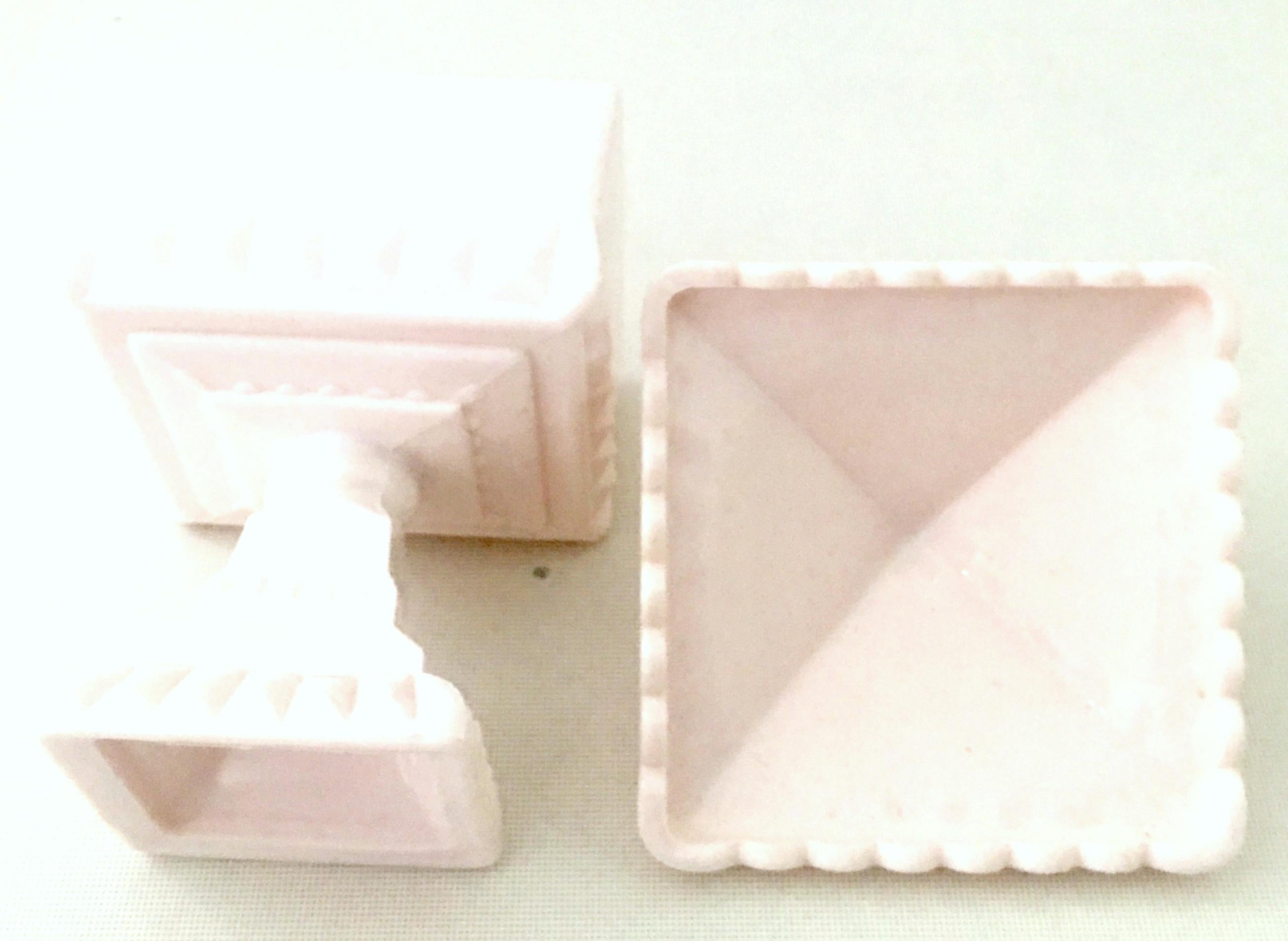 Mid-20th Century Pink Milk Glass Footed Bowls, Set of Three Pieces For Sale 5