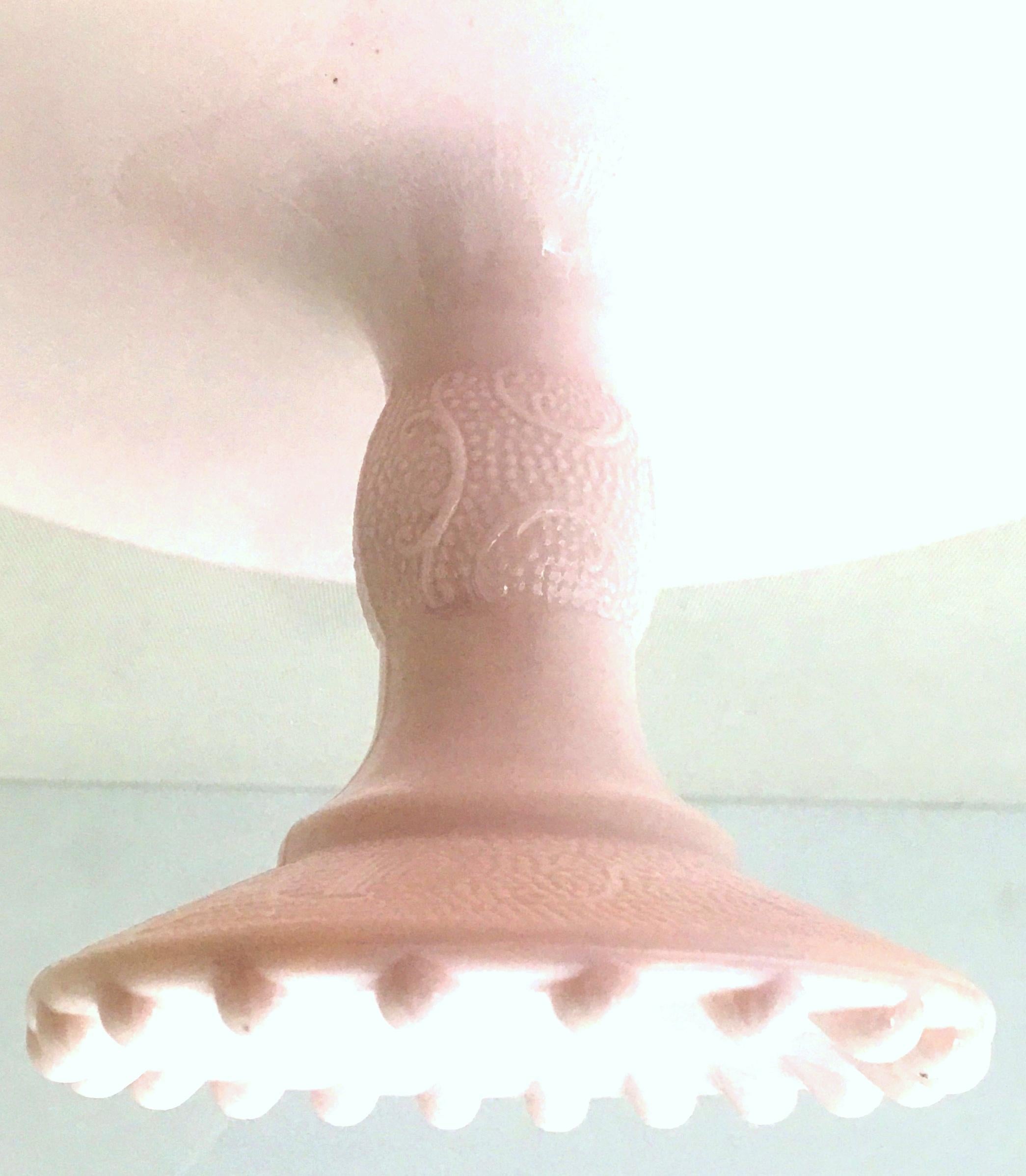 Mid-20th Century Pink Milk Glass Pedestal Cake Stand 2