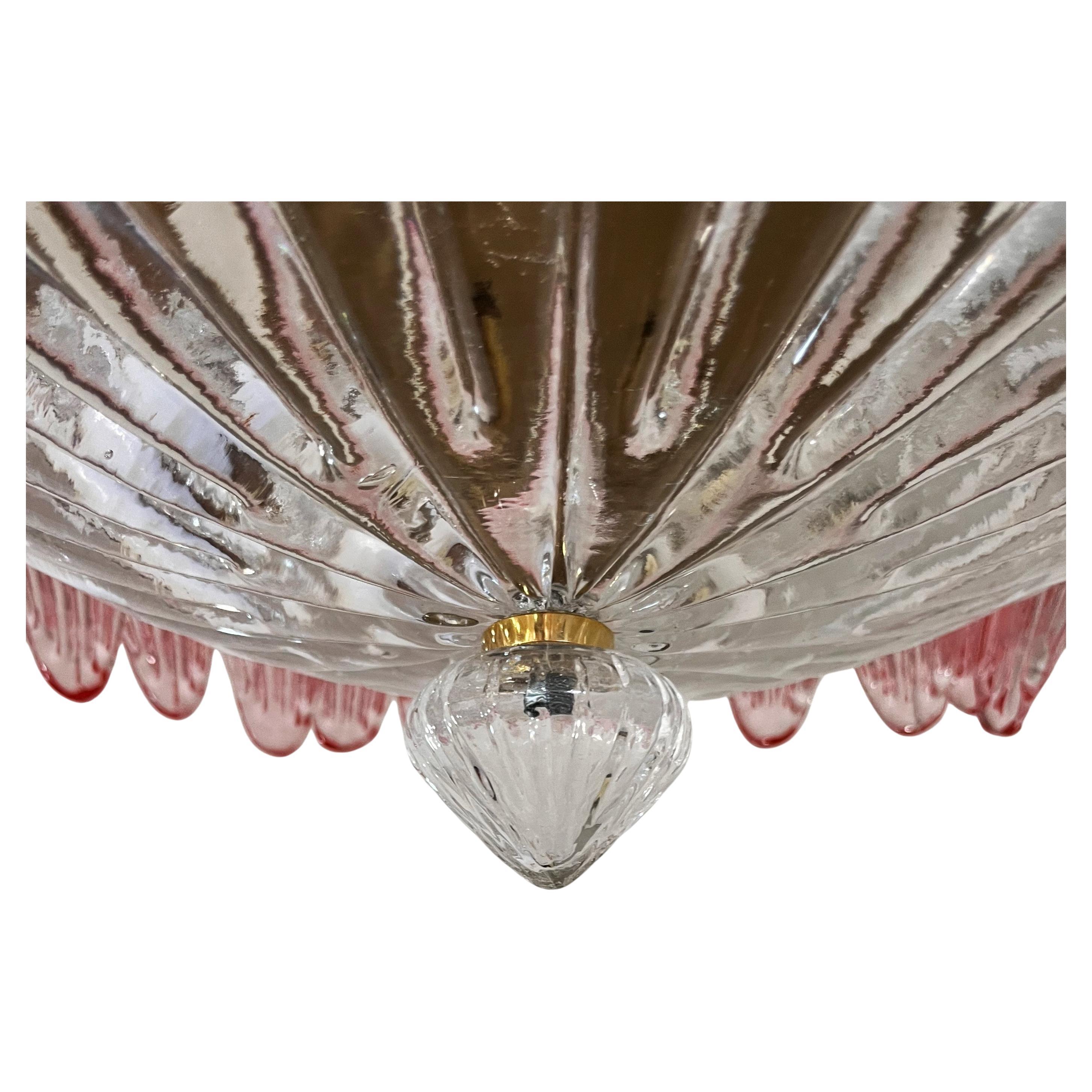 Lampadario di Murano rosa della metà del XX secolo 6