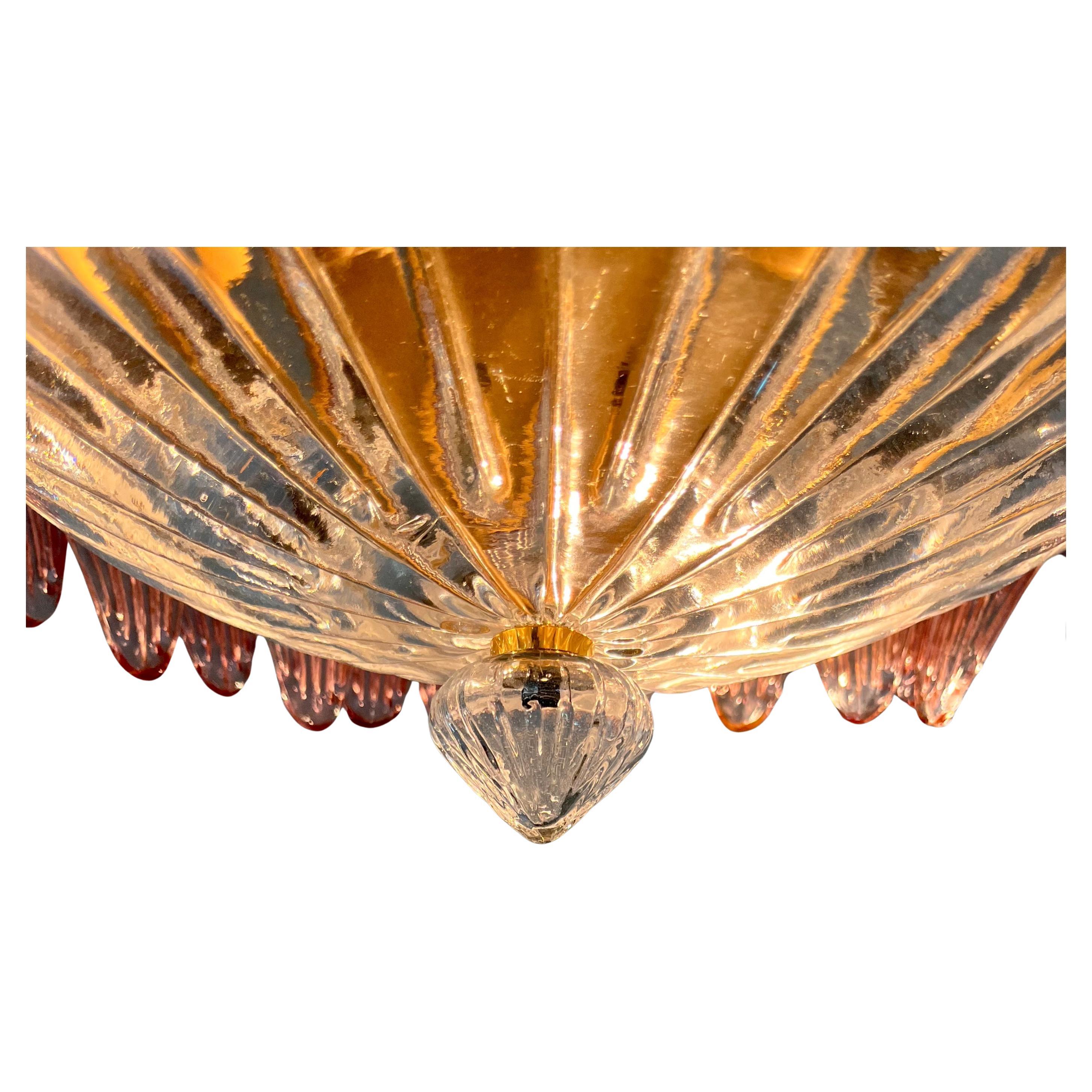 Lampadario di Murano rosa della metà del XX secolo 12