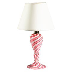 Mid-20th Century Pink Spiral Murano Glass Lamp