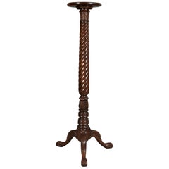 Retro Mid-20th Century Plant Stand, William IV Revival Torchère in Dark Mahogany