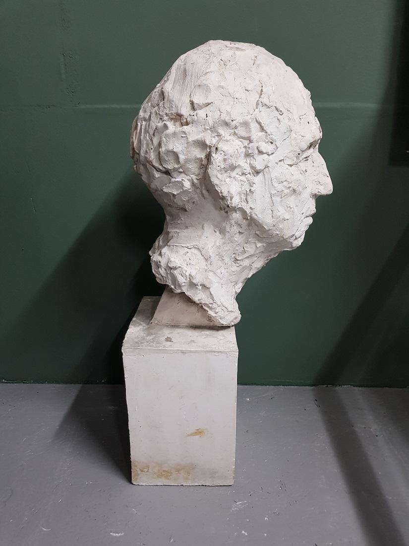 Mid-20th Century Plaster Bust of a Man, Signed Sloimovici Dated 1952 For Sale 1