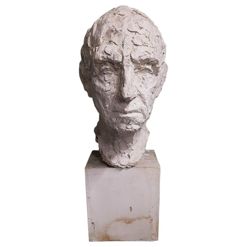 Mid-20th Century Plaster Bust of a Man, Signed Sloimovici Dated 1952 For Sale