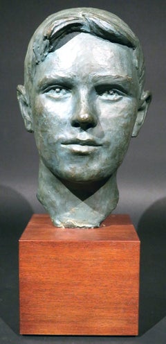 Busto in gesso di giovane uomo di Harold Sampson Pfeiffer, firmato alla metà del XX secolo