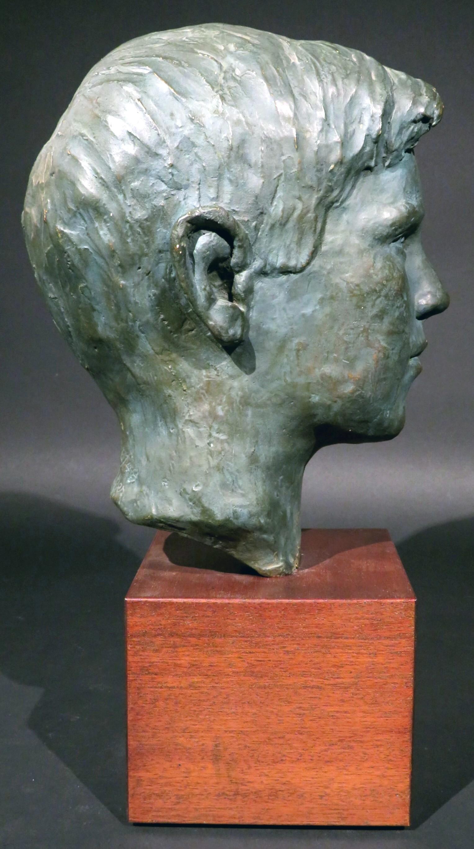 Mid-Century Modern Signed Mid 20th Century Plaster Bust of a Young Man by Harold Sampson Pfeiffer For Sale