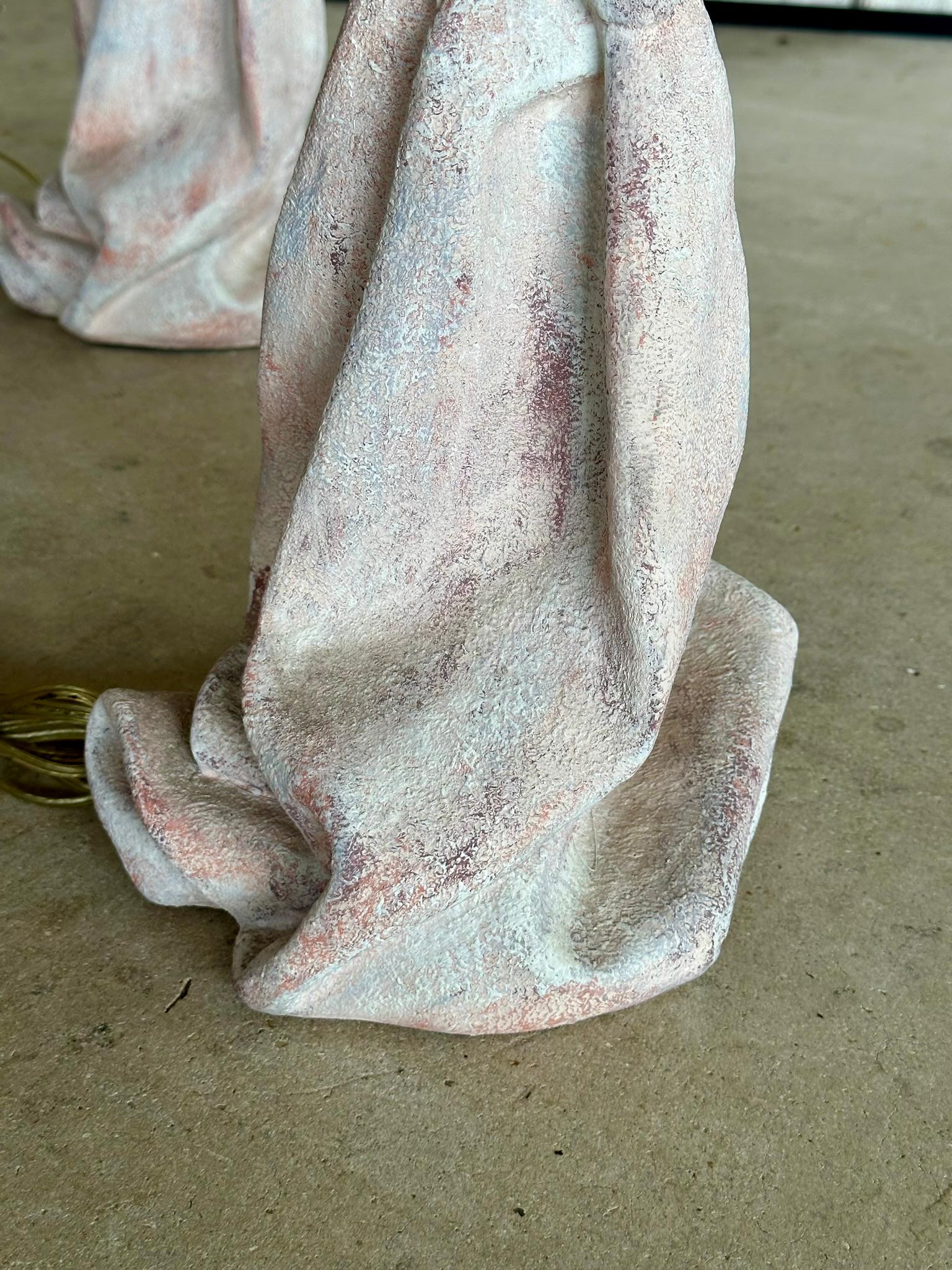 Mid-20th Century Plaster Draped Knotted Table Lamps Attributed to John Dickinson 5