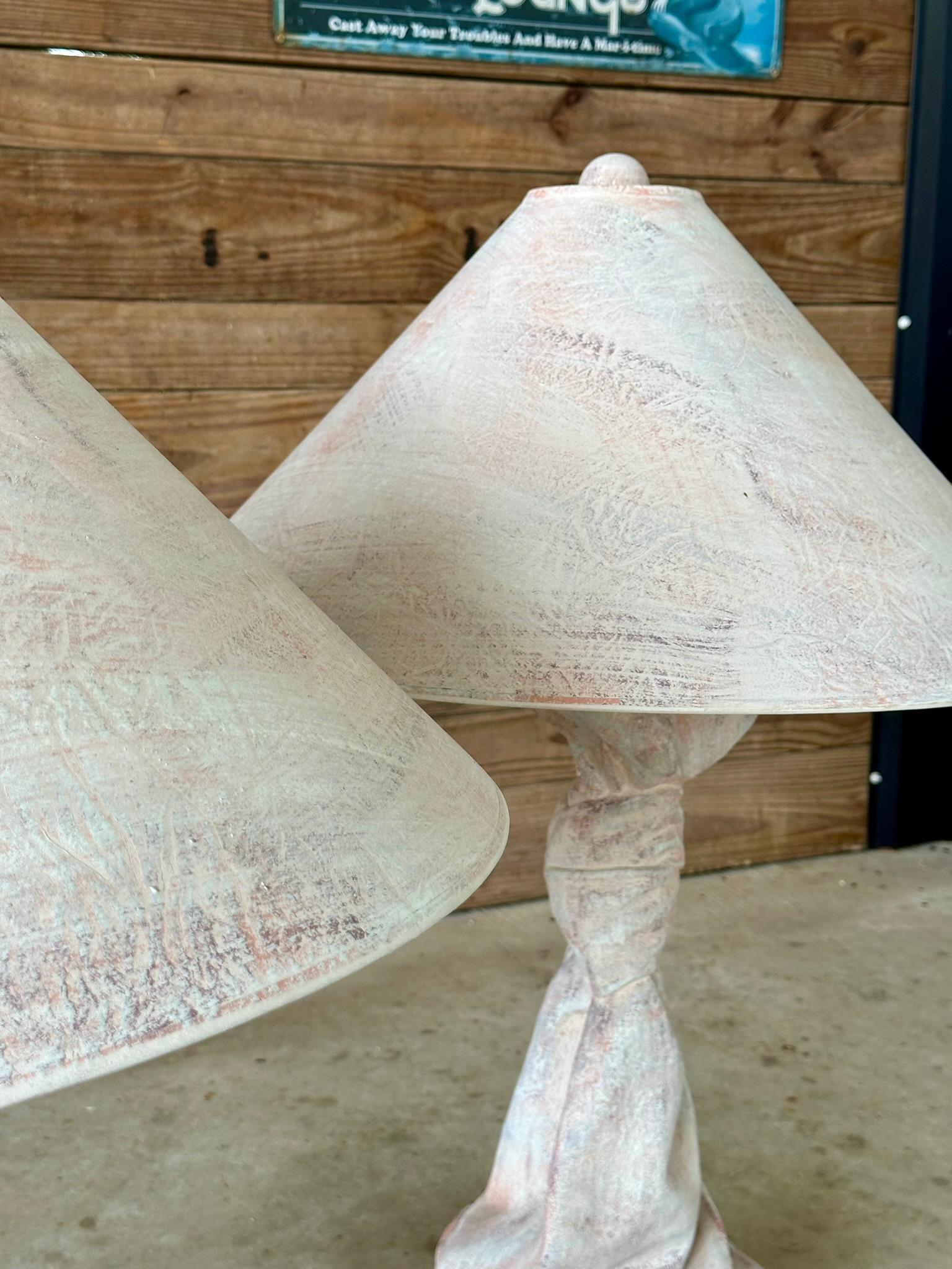 Mid-20th Century Plaster Draped Knotted Table Lamps Attributed to John Dickinson 2