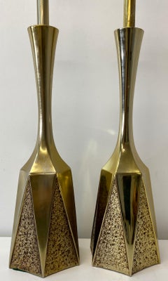 Mid 20th Century Plate Brass Table Lamps by Laurel Lamp Co., C.1950s