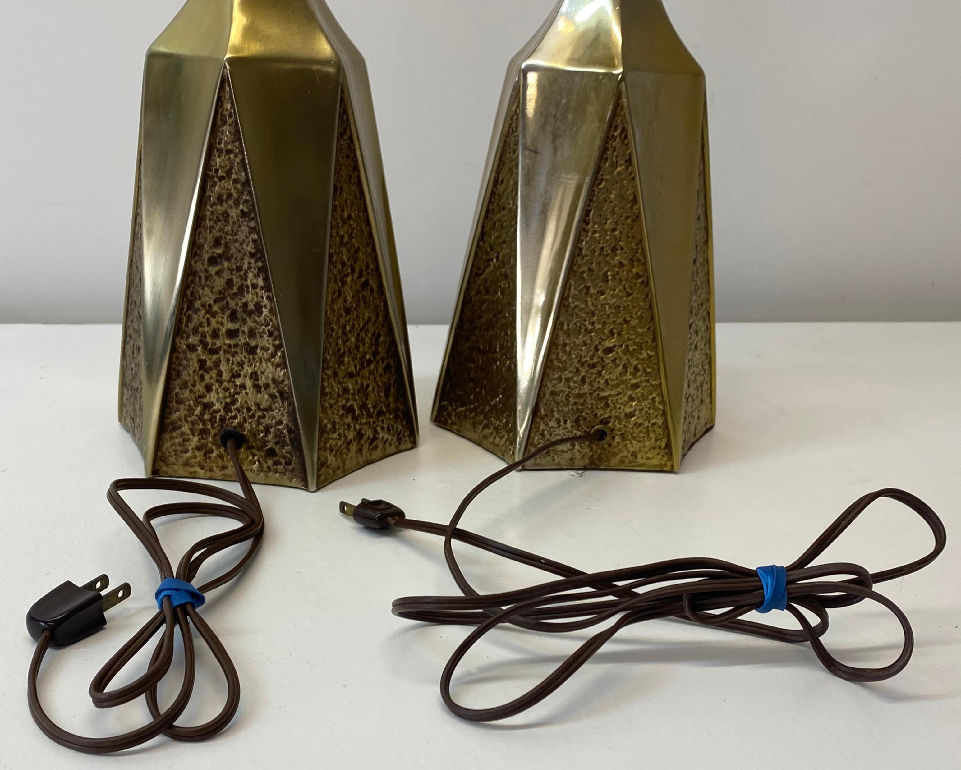 Metal Mid 20th Century Plate Brass Table Lamps by Laurel Lamp Co., C.1950s For Sale