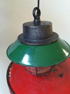 Mid-20th Century Polish Green Enamelled Lamp, 1940