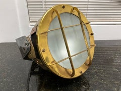 Mid-20th Century Polished Brass Industrial Bulkhead Light