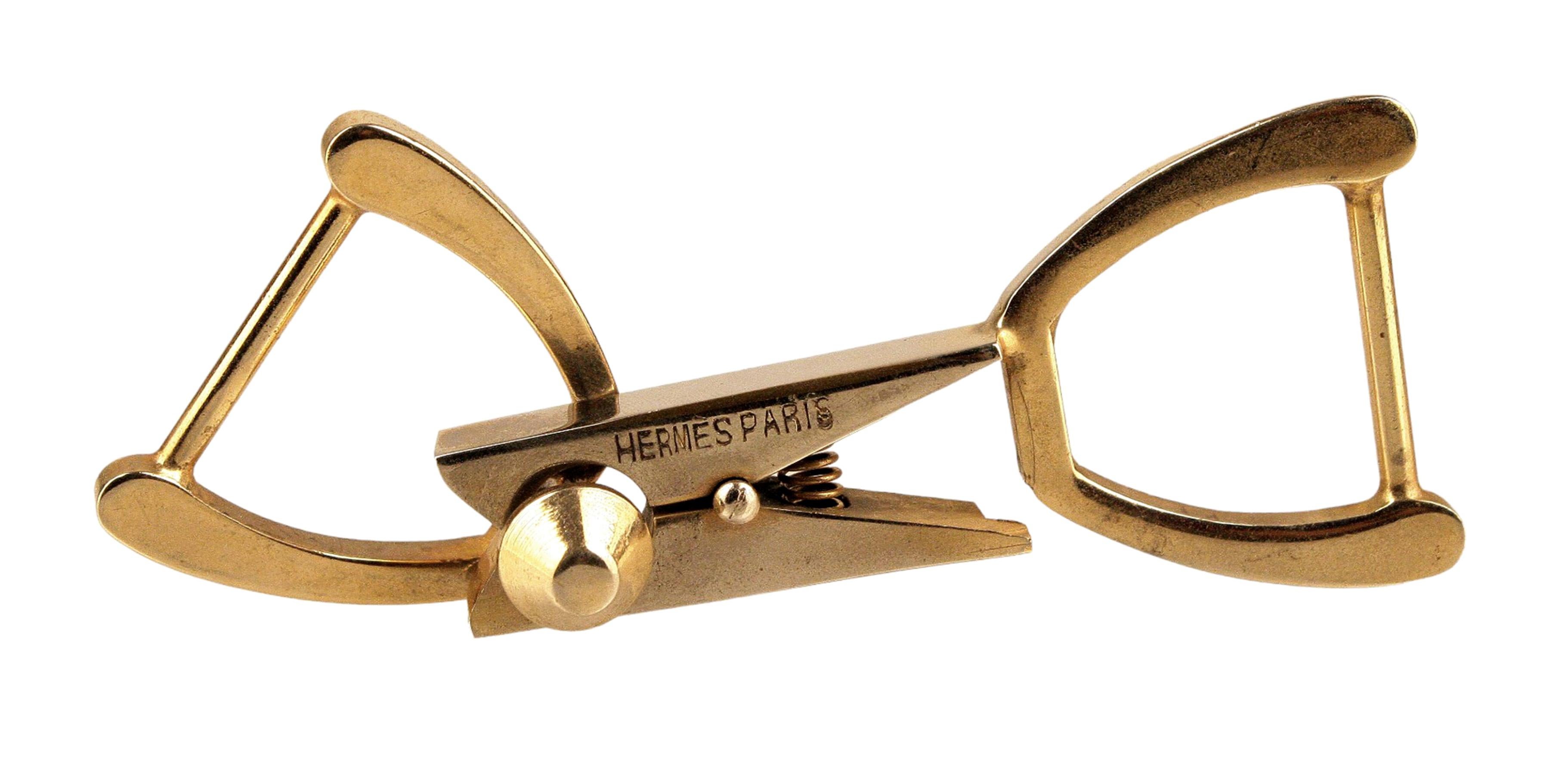 Mid-Century Modern Mid-20th Century Polished Gilt Bronze Double Key Ring by Hermès Paris, France