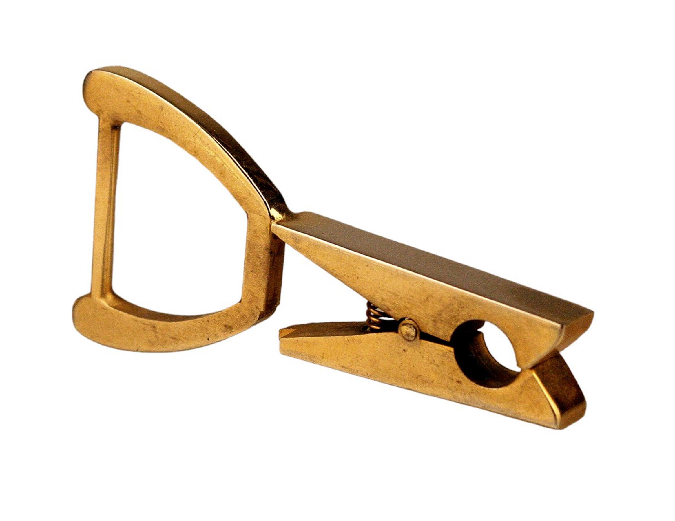 Copper Mid-20th Century Polished Gilt Bronze Double Key Ring by Hermès Paris, France