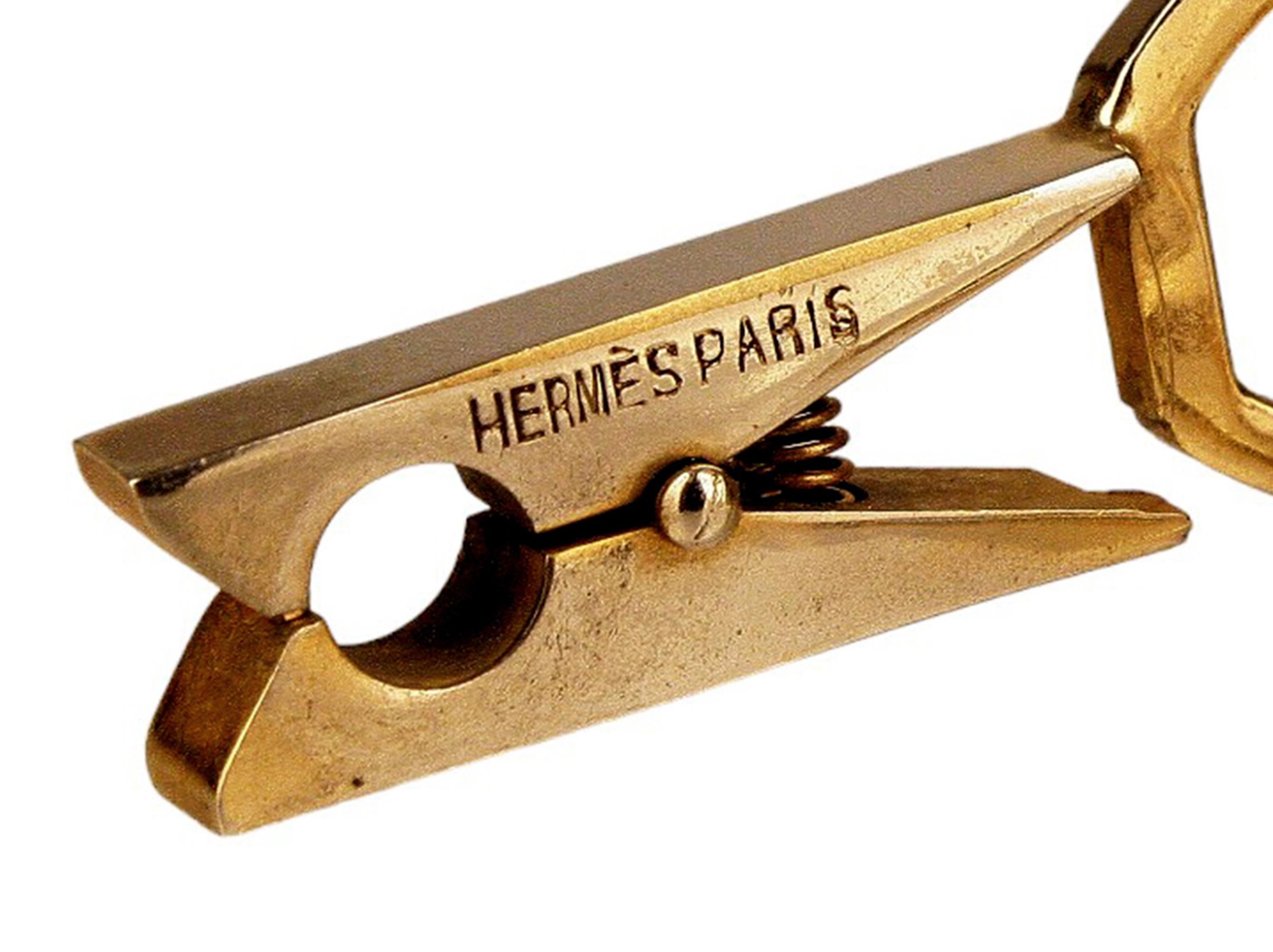Mid-20th Century Polished Gilt Bronze Double Key Ring by Hermès Paris, France 2