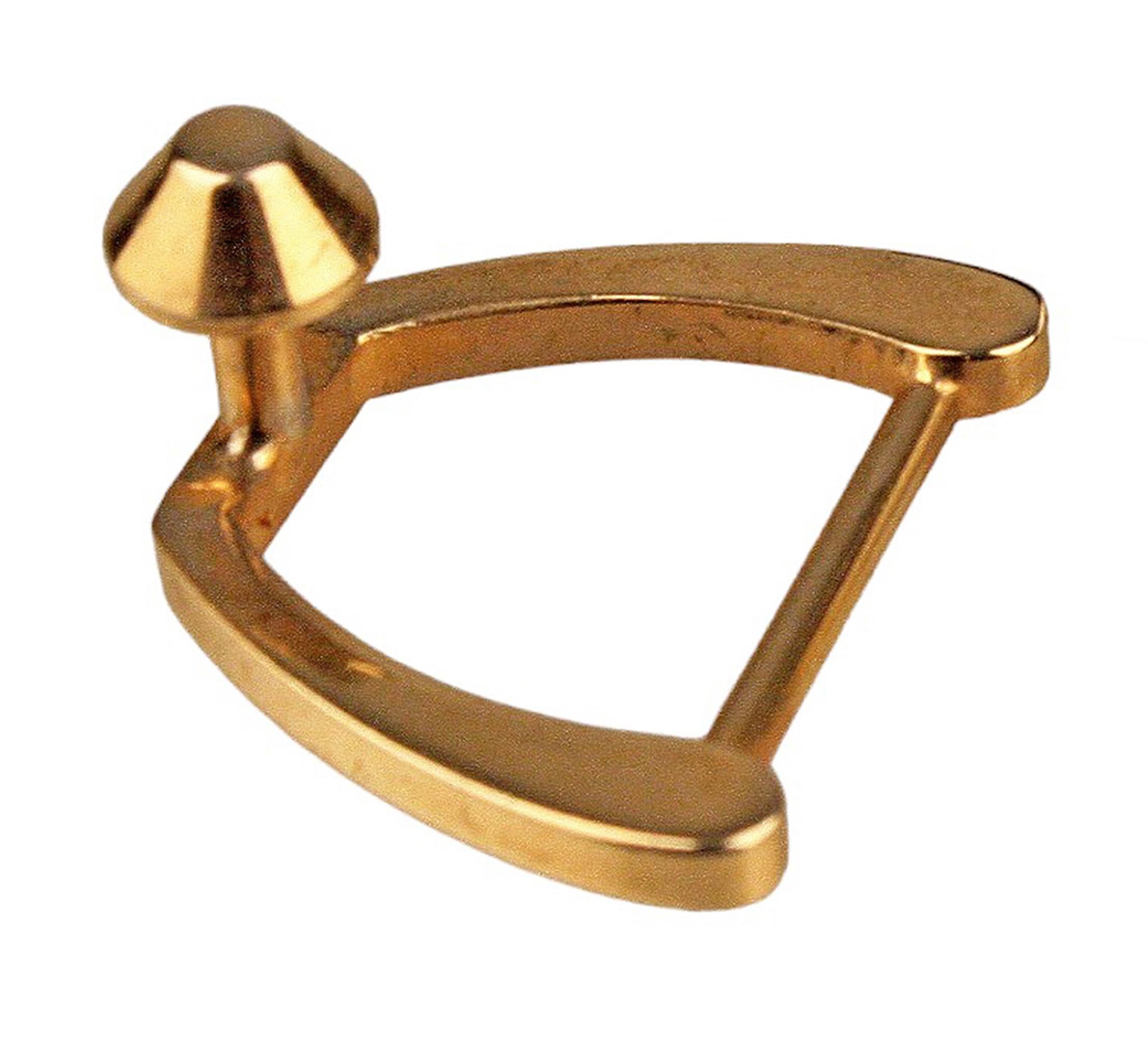 Mid-20th Century Polished Gilt Bronze Double Key Ring by Hermès Paris, France 3