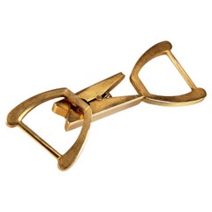 Porte-clés double en bronze doré poli du milieu du XXe siècle par Hermès Paris, France