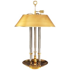 Mid-20th Century Polished Steel and Brass French Bouillotte Lamp after Jansen