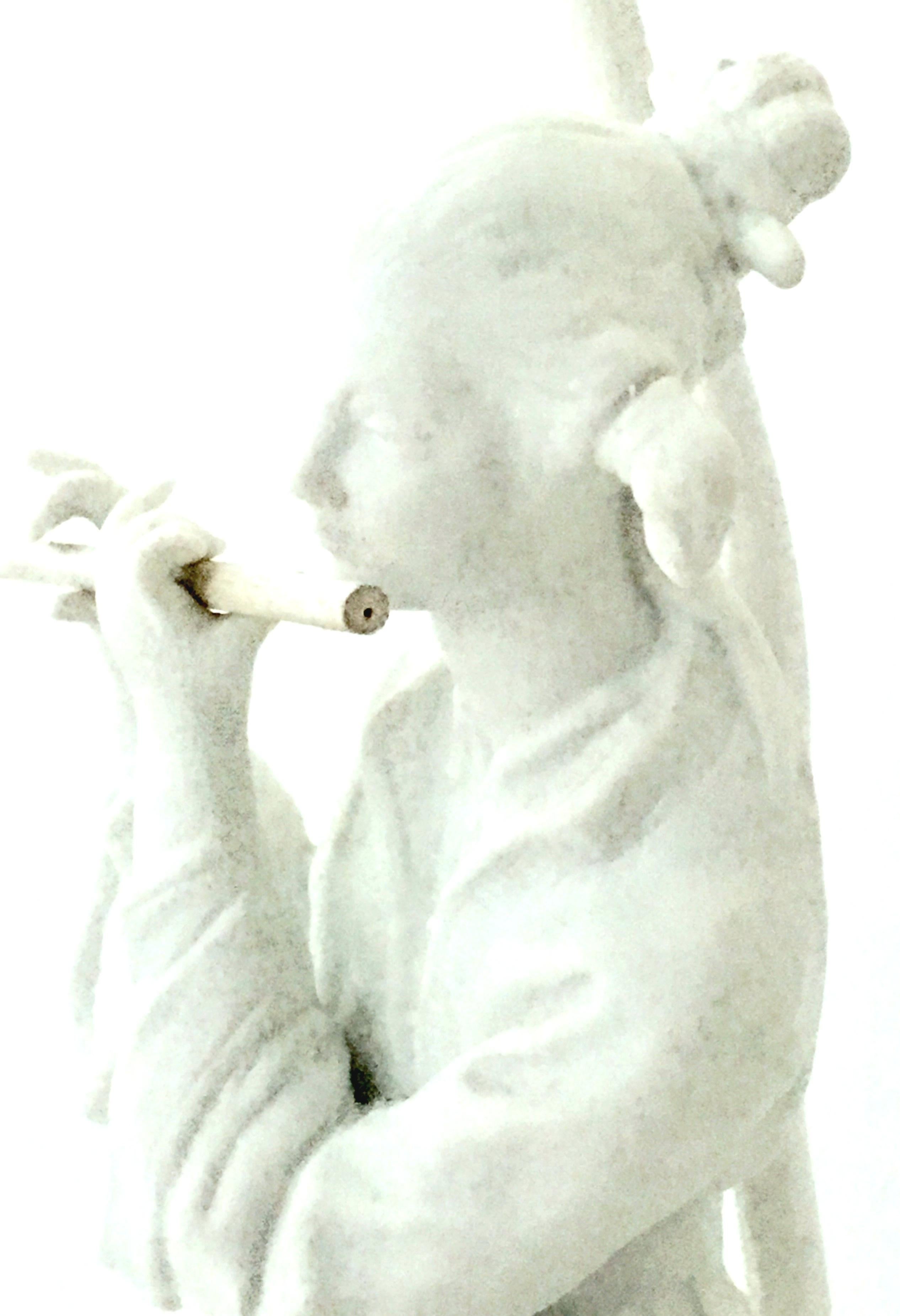 Mid-20th Century Porcelain Blanc De Chine Asian Figural Table Lamps For Sale 5