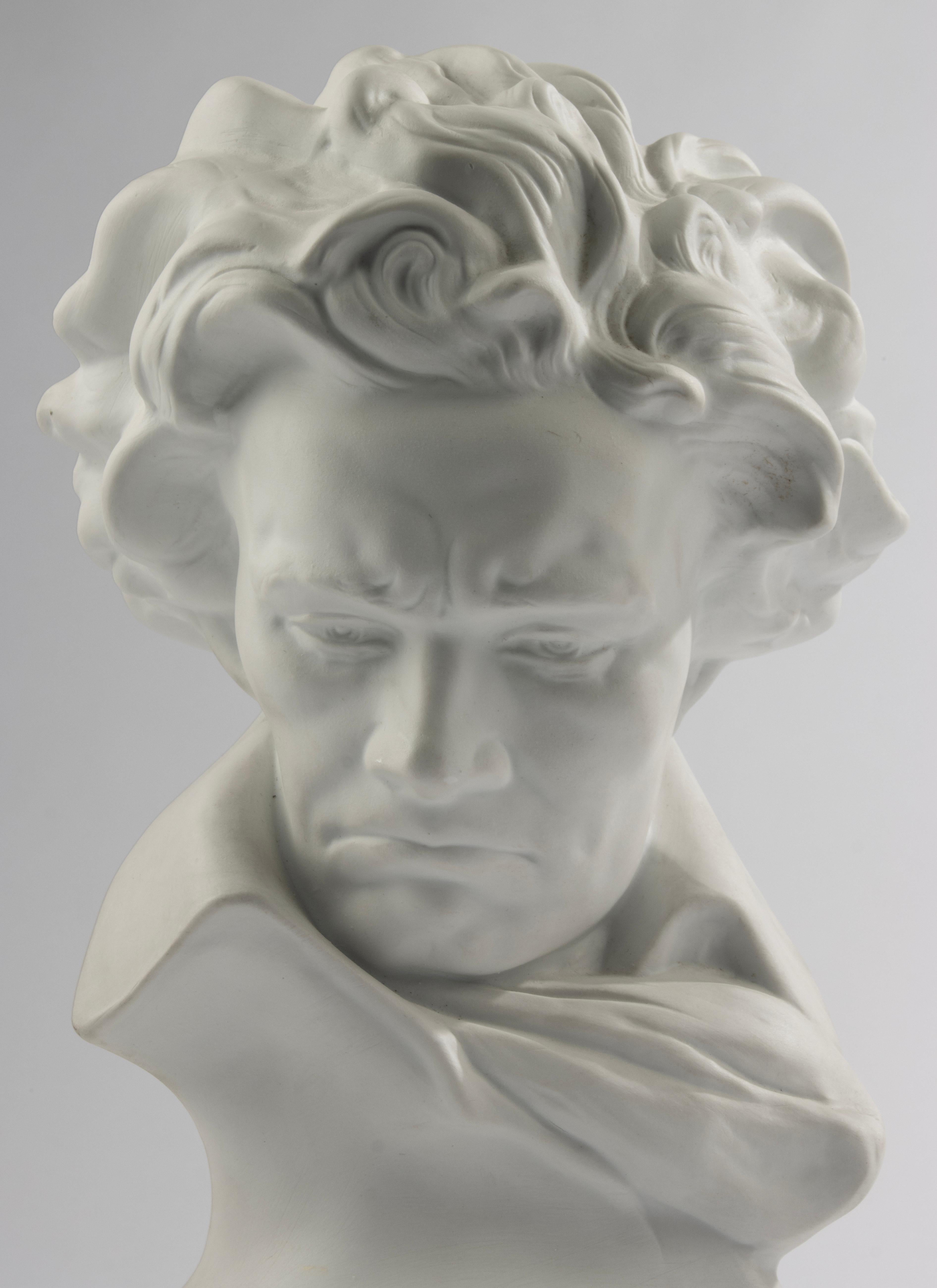 French Mid 20th Century Porcelain Buste - Portrait of Beethoven - Limoges