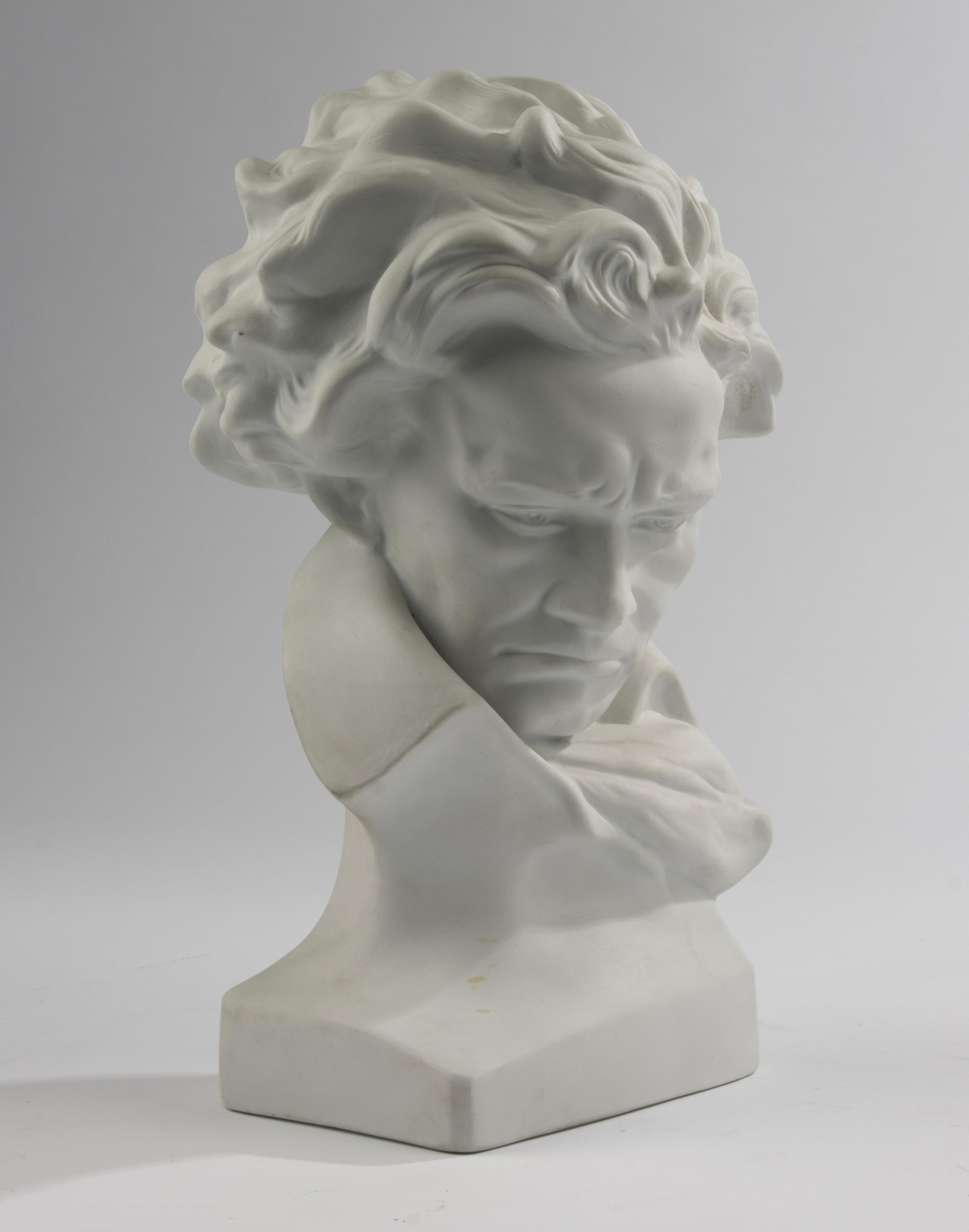 Hand-Crafted Mid 20th Century Porcelain Buste - Portrait of Beethoven - Limoges