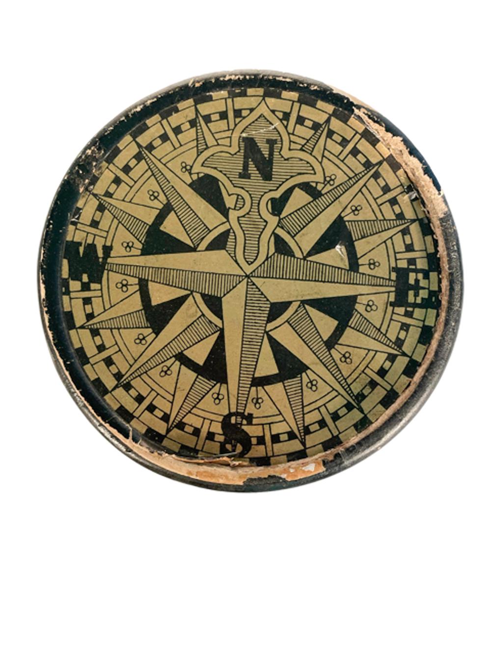 Mid-20th Century Porcelain Drink Coasters, Sailing Ships in Black W/Gold Accents For Sale 2