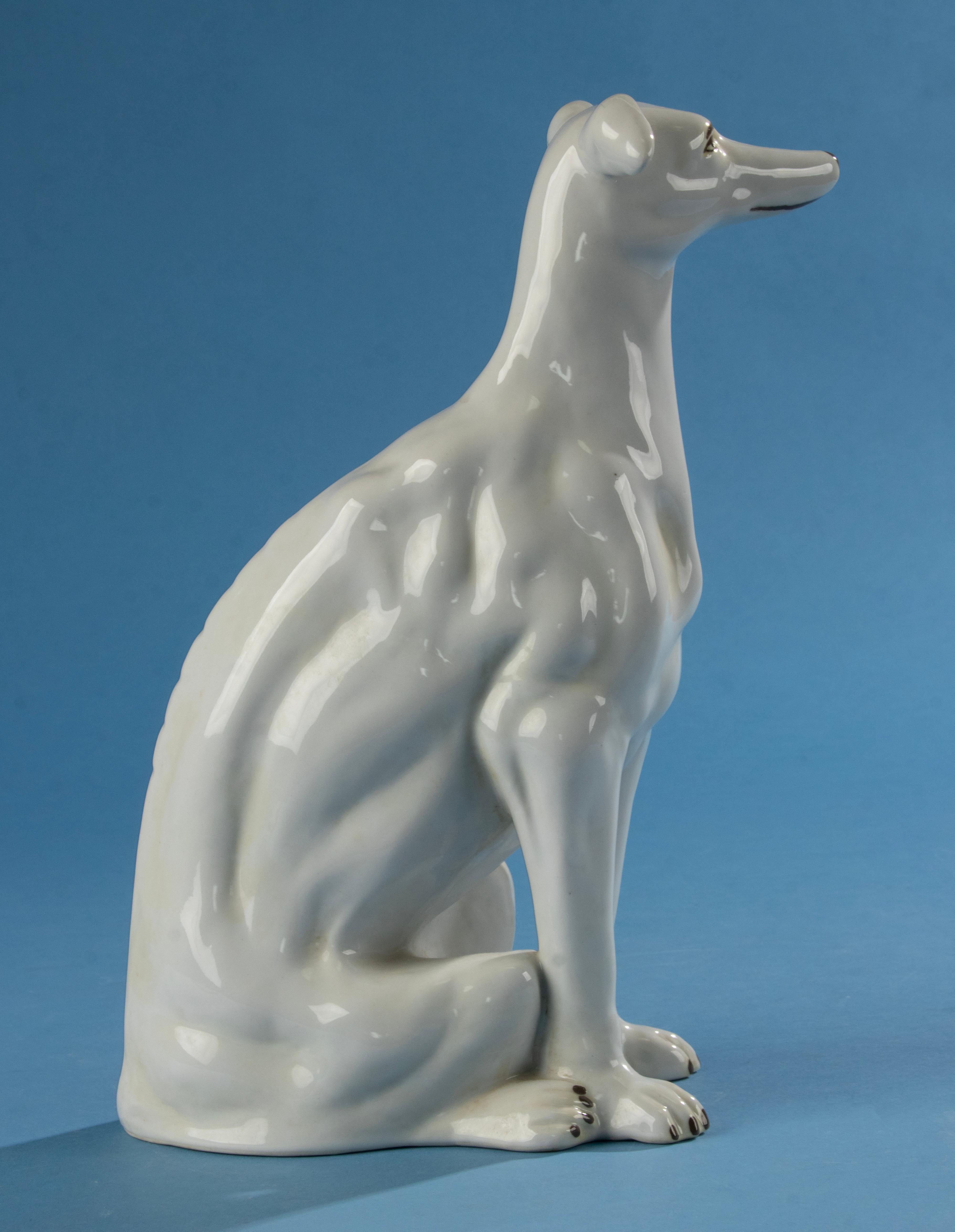 Mid 20th Century Porcelain Figurine of a Greyhound  For Sale 3