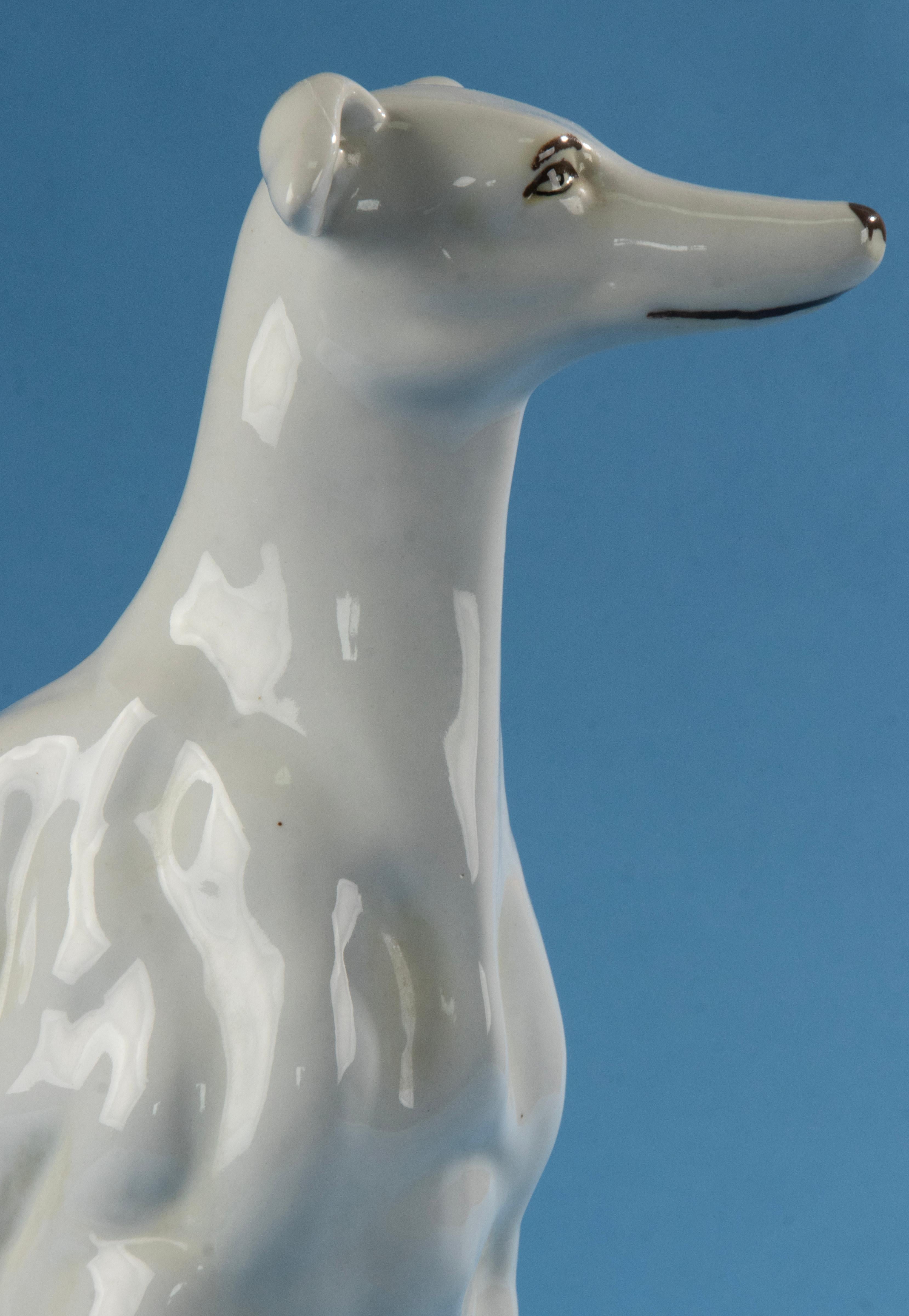 Mid 20th Century Porcelain Figurine of a Greyhound  For Sale 6