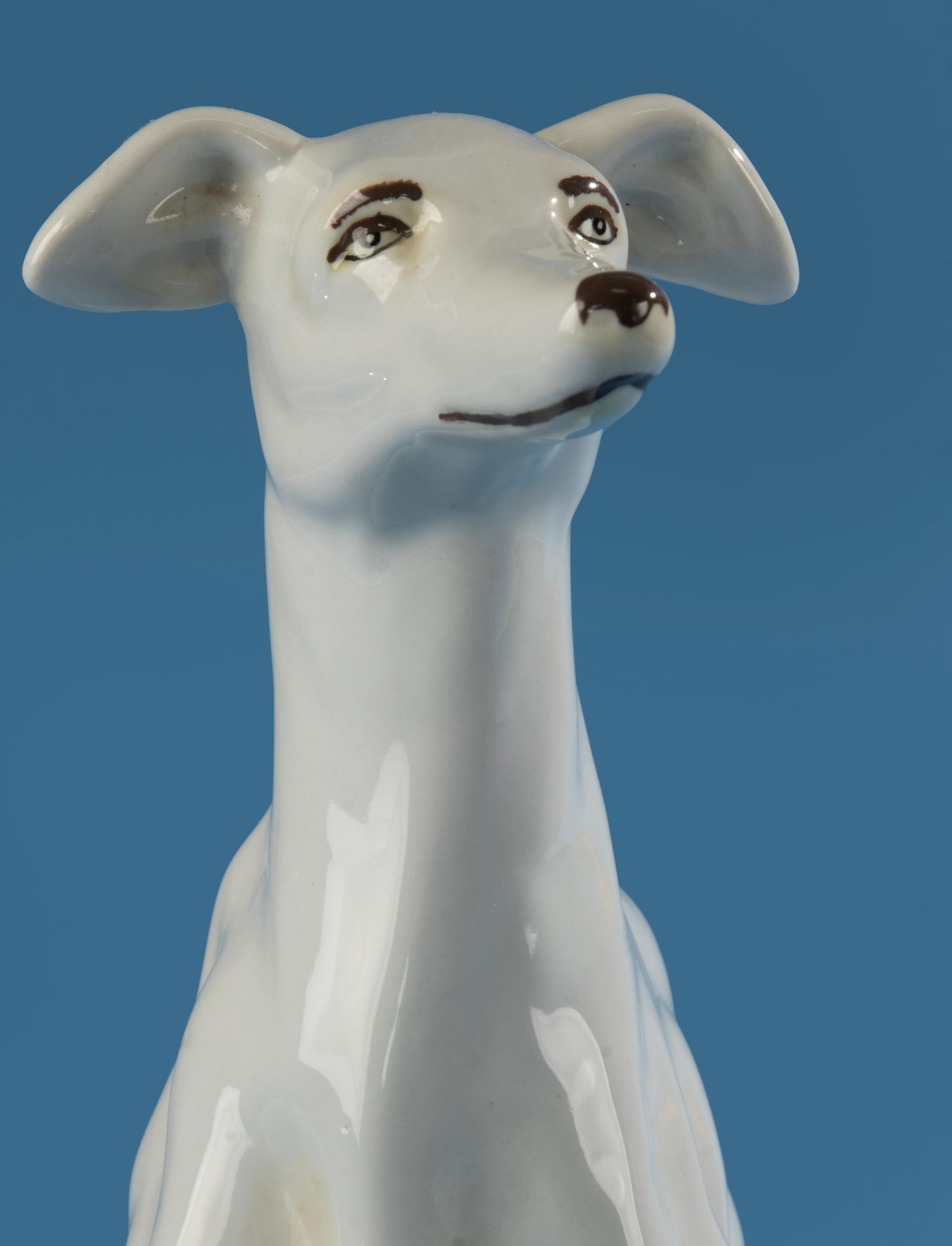 Italian Mid 20th Century Porcelain Figurine of a Greyhound  For Sale