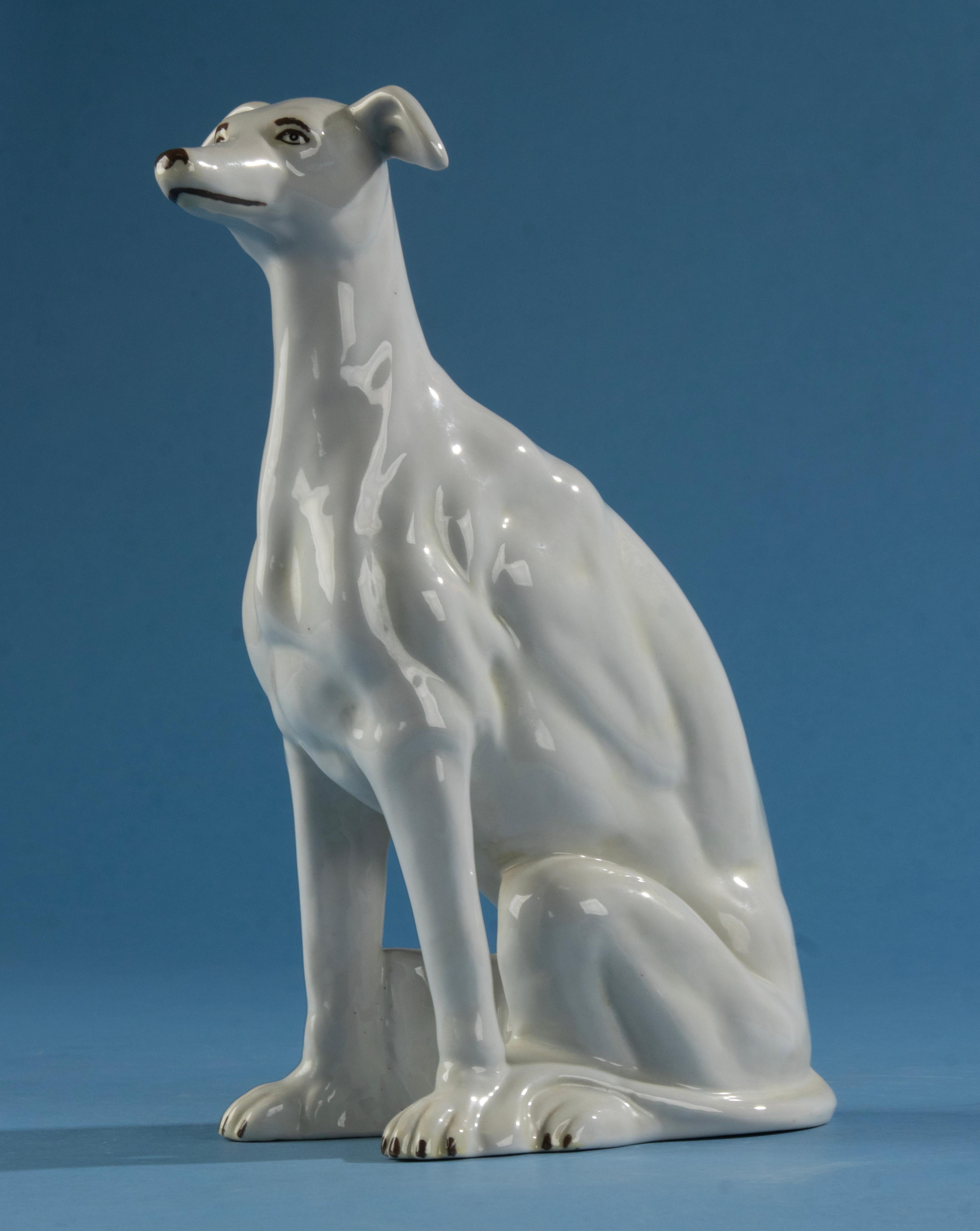 Mid-20th Century Mid 20th Century Porcelain Figurine of a Greyhound  For Sale