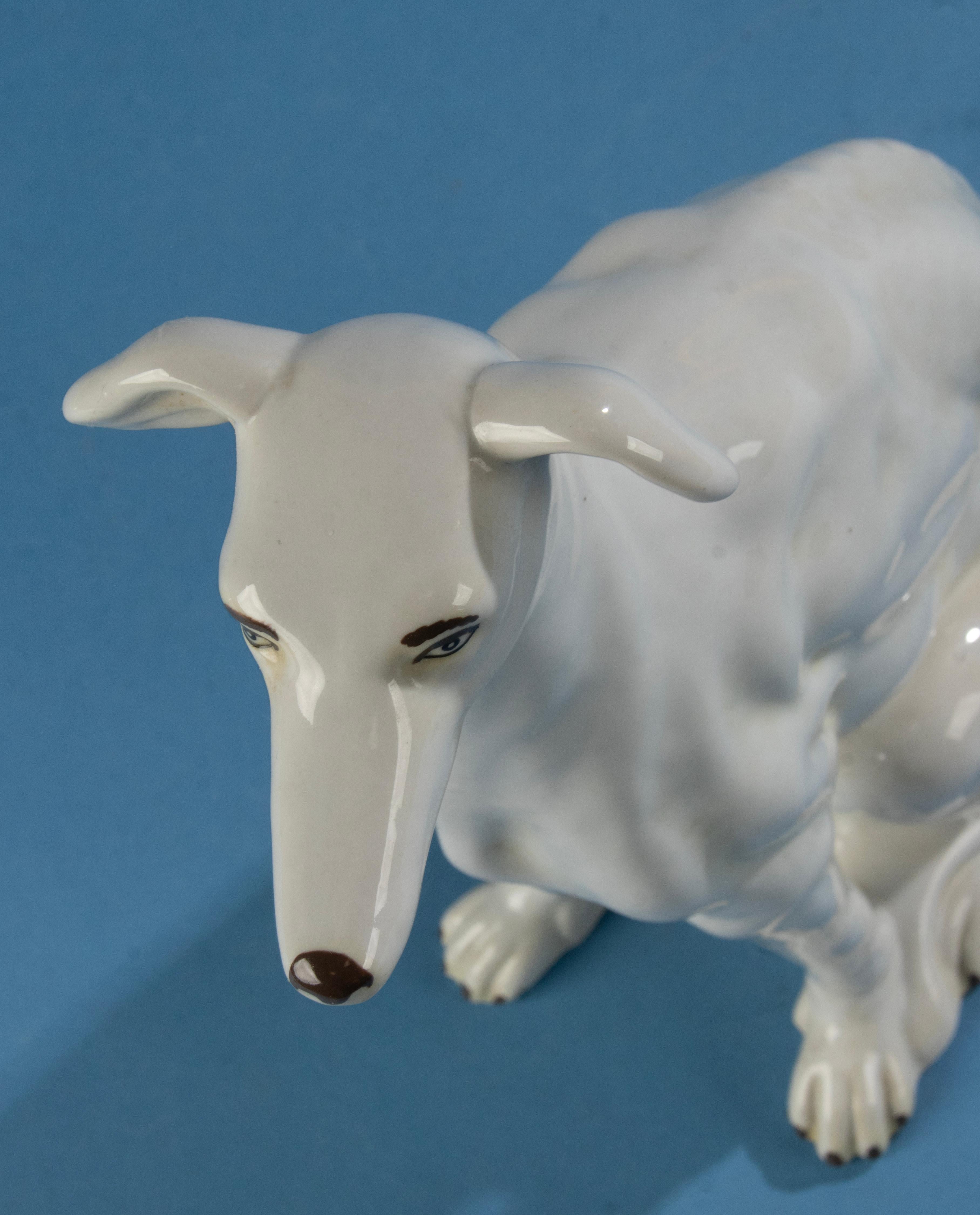 Mid 20th Century Porcelain Figurine of a Greyhound  For Sale 1