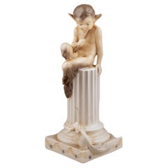 Mid-20th Century Porcelain Sculpture of Faun and a Rabbit by Royal Copenhagen