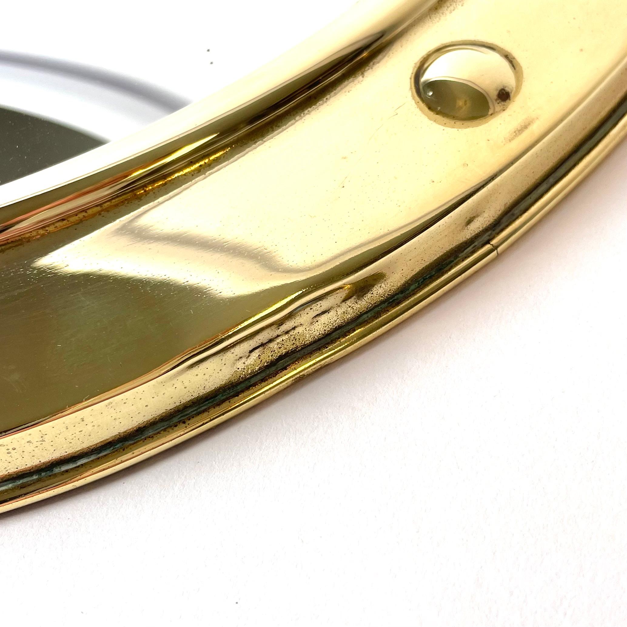 Mid-20th Century Porthole Convex Wall Mirror in Brass 1