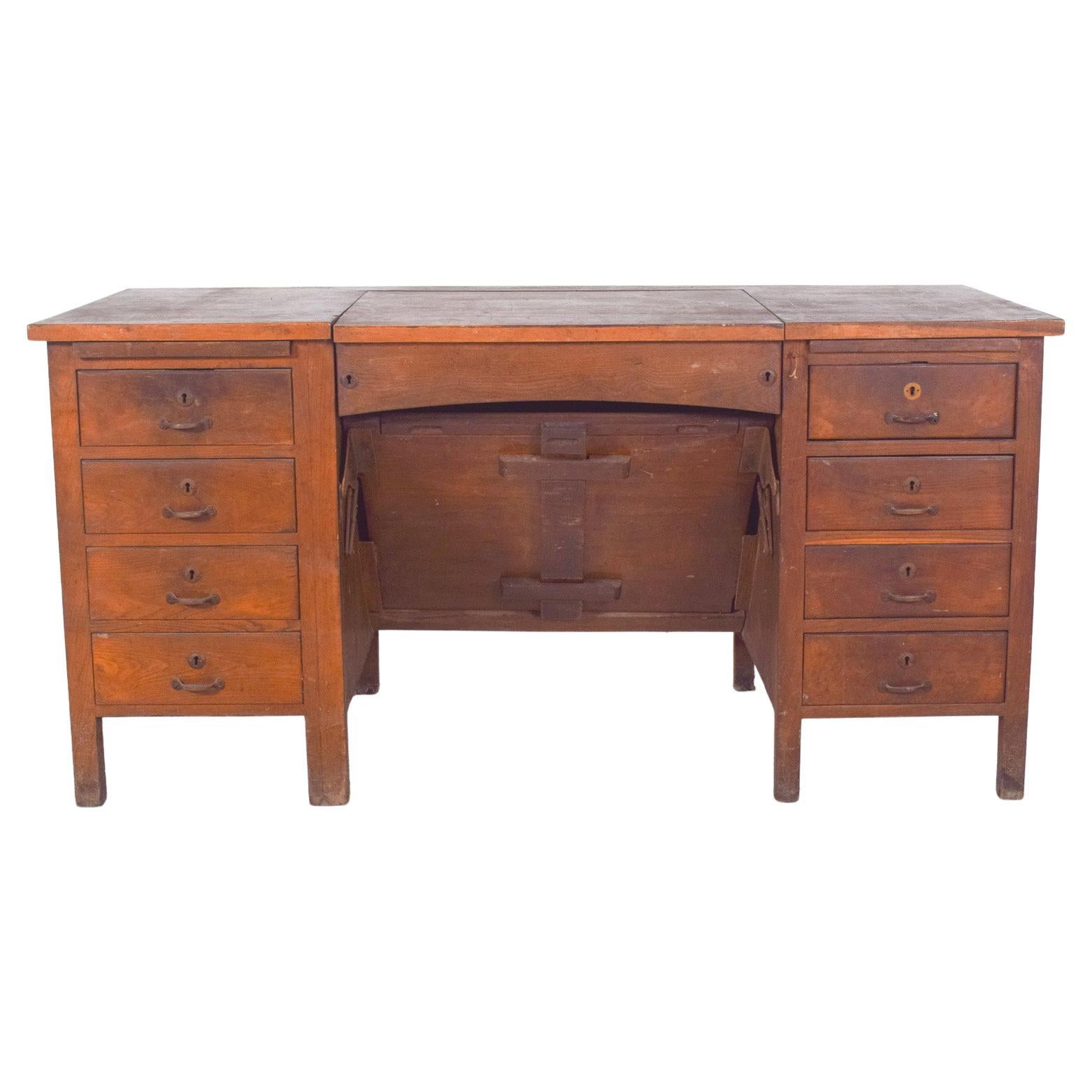 Mid-20th Century Portuguese Desk with a Tilting Top