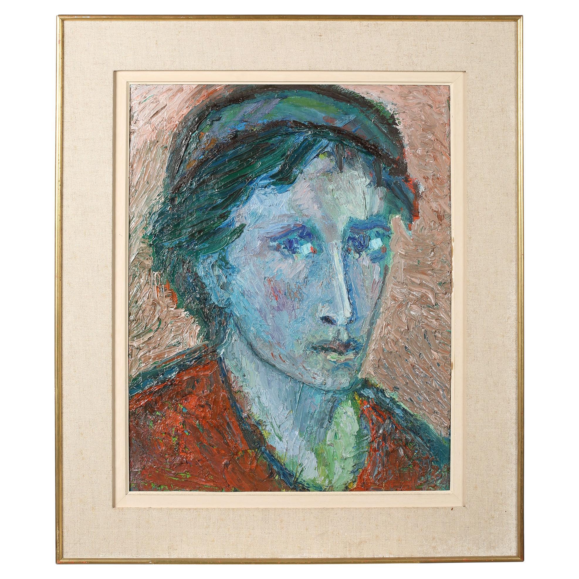 Postimpressionistisches Porträt von J. A Garrido aus der Mitte des 20. Jahrhunderts im Angebot