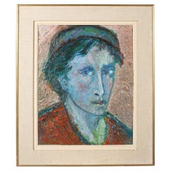 Postimpressionistisches Porträt von J. A Garrido aus der Mitte des 20. Jahrhunderts