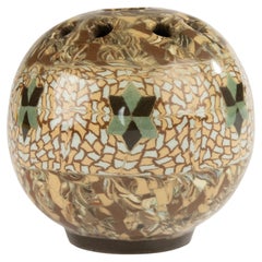 Jarrón con ramillete de mediados del siglo XX - Jean Gerbino - Vallauris - Cerámica mosaico