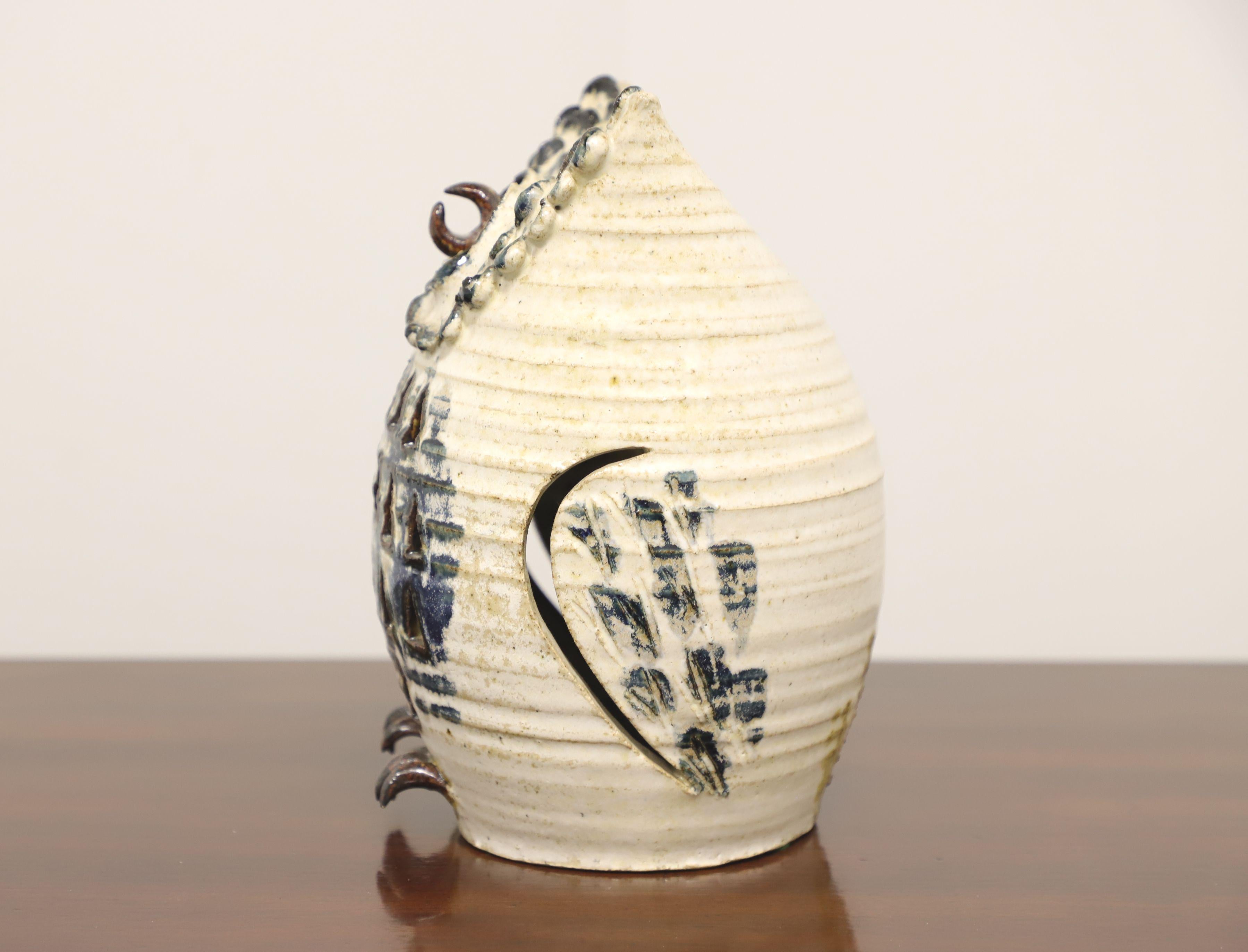 Country Hibou en poterie d'art du milieu du XXe siècle