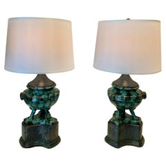 Mid 20th Century Pottery Glazed Table Lamps - a Pair