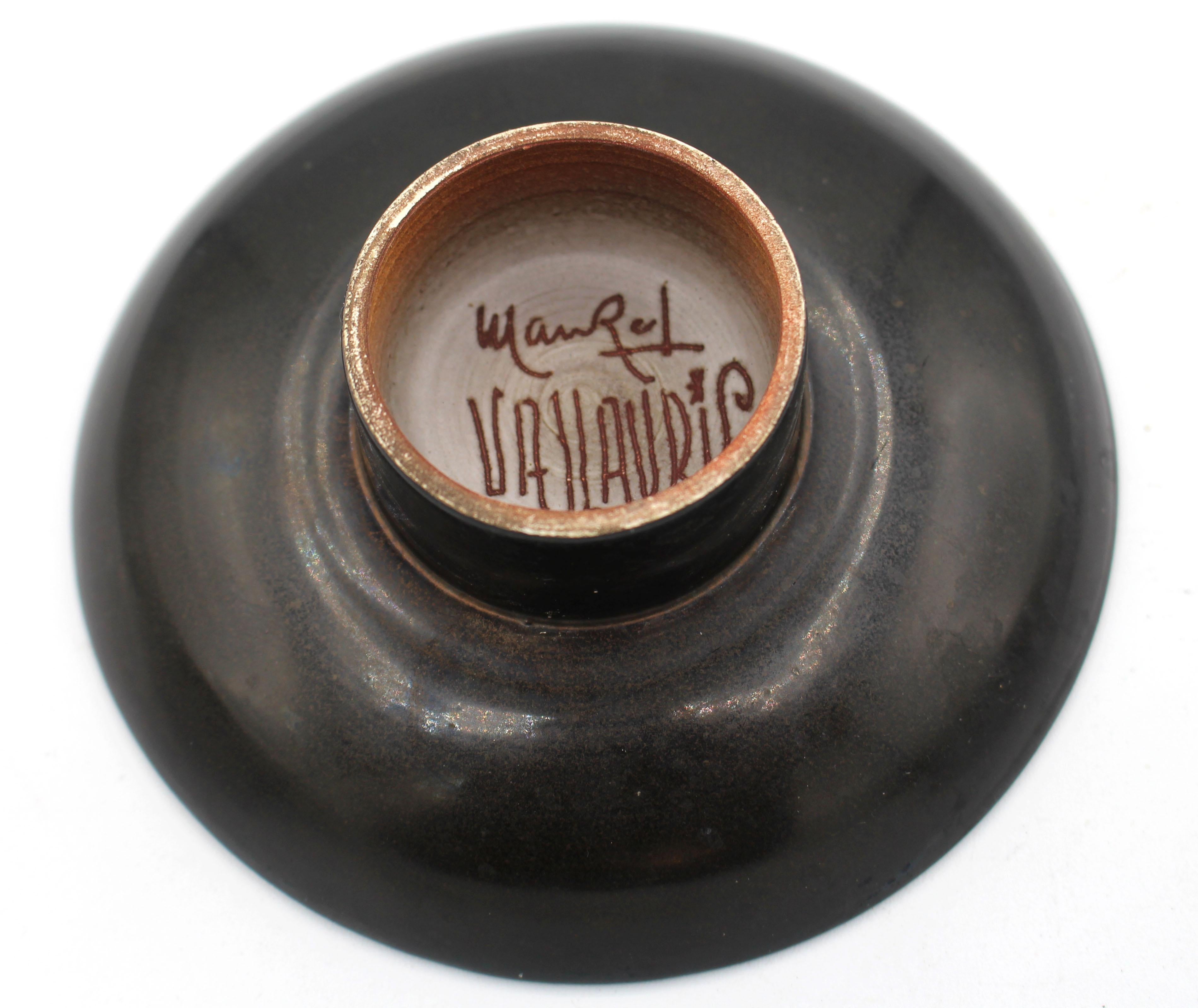 French Mid-20th Century Pottery Low Compote by Man Ray, Vallauris, France For Sale
